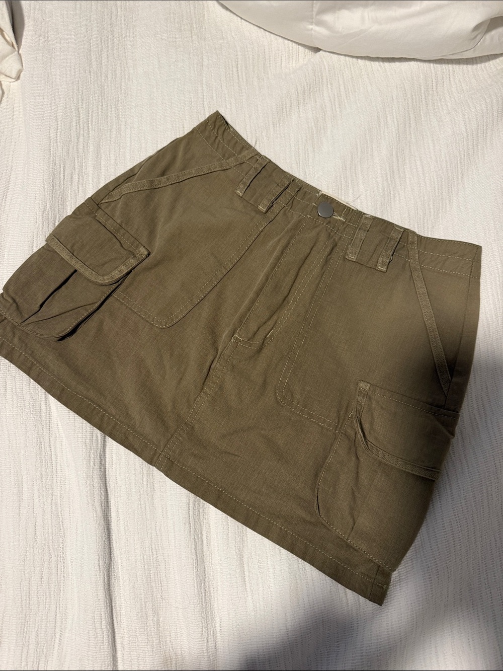 Utility Cargo Mini Skirt in Olive for Women